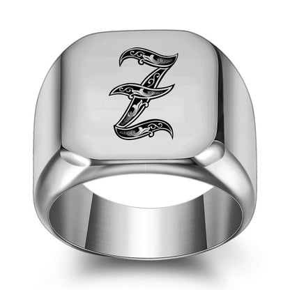 Klassieke Noble-ring met initiaal | Witgoud