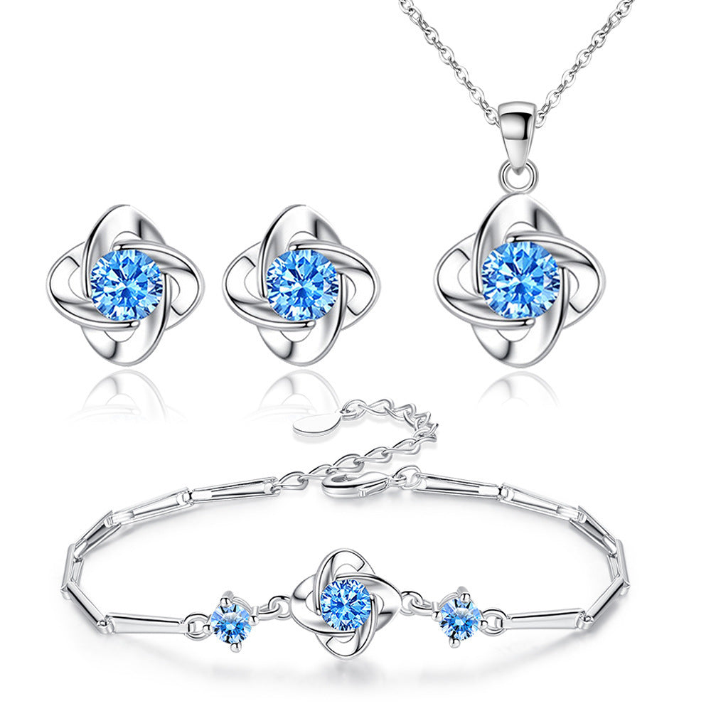 Seren blauwe set met klaverlus | Witgoud
