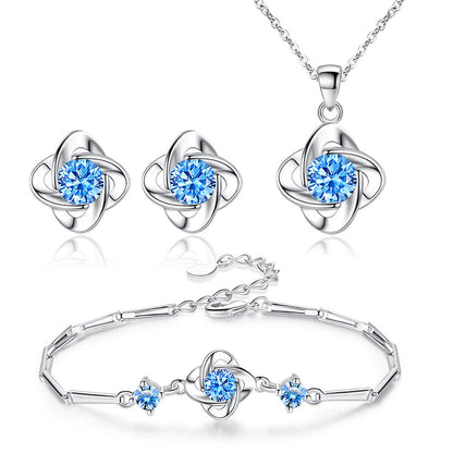 Seren blauwe set met klaverlus | Witgoud