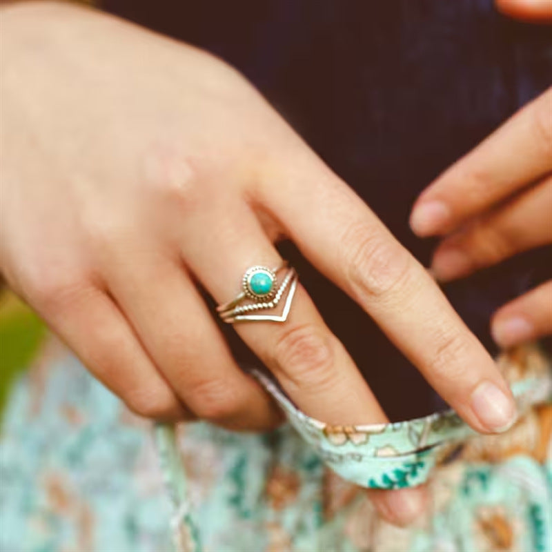 Velora kralenring met turkoois | Goud