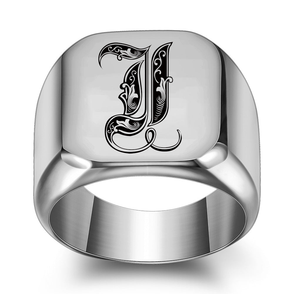 Klassieke Noble-ring met initiaal | Witgoud