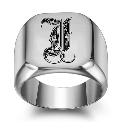 Klassieke Noble-ring met initiaal | Witgoud