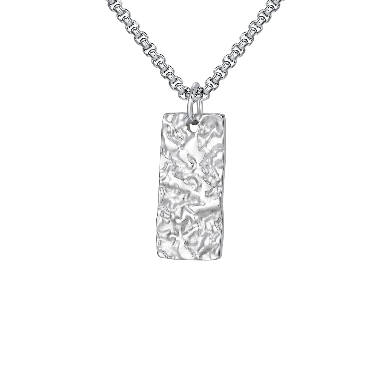 Ziven ketting met gehamerd staafje | Witgoud