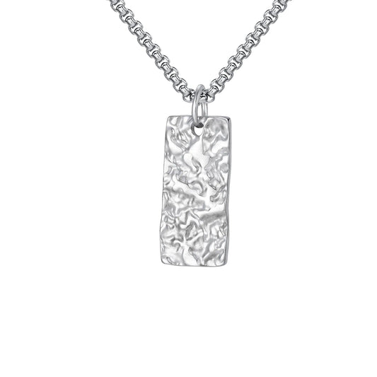 Ziven ketting met gehamerd staafje | Witgoud