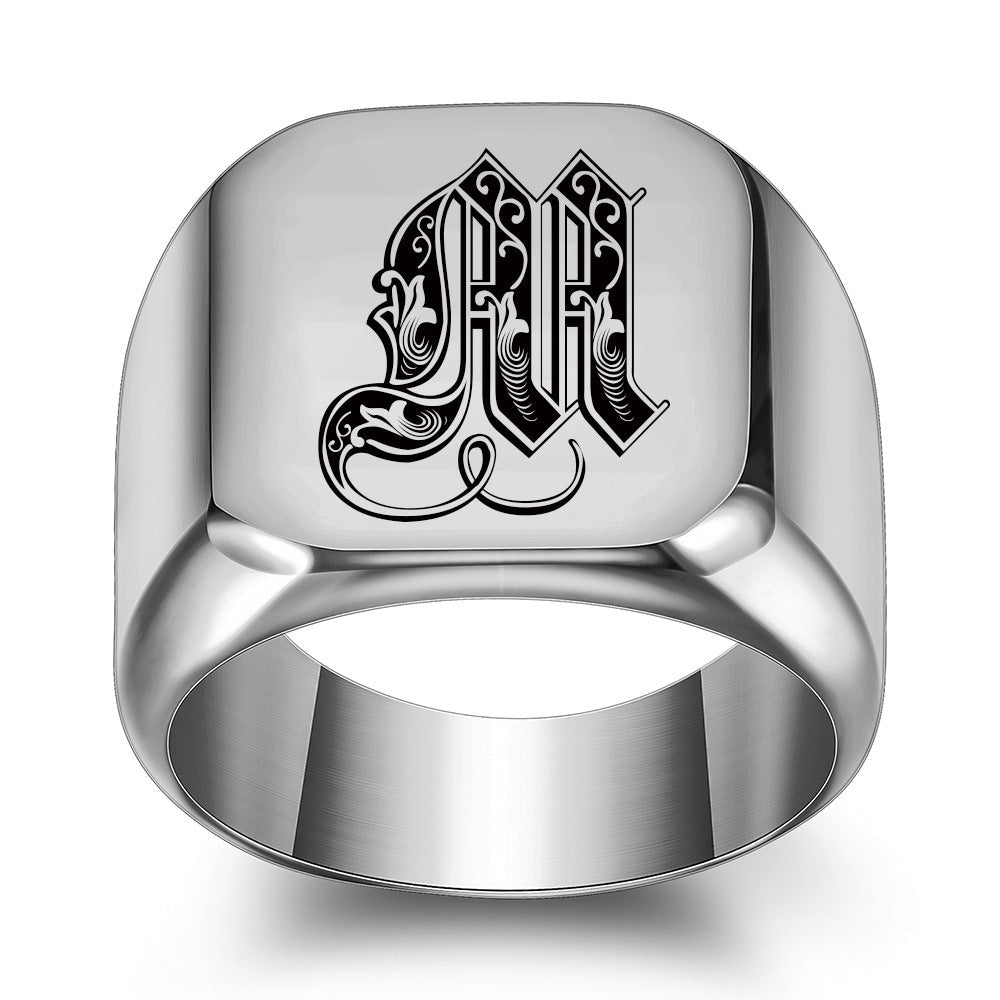 Klassieke Noble-ring met initiaal | Witgoud