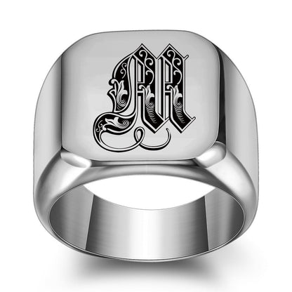 Klassieke Noble-ring met initiaal | Witgoud