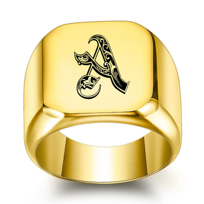 Klassieke Noble-ring met initiaal | Goud