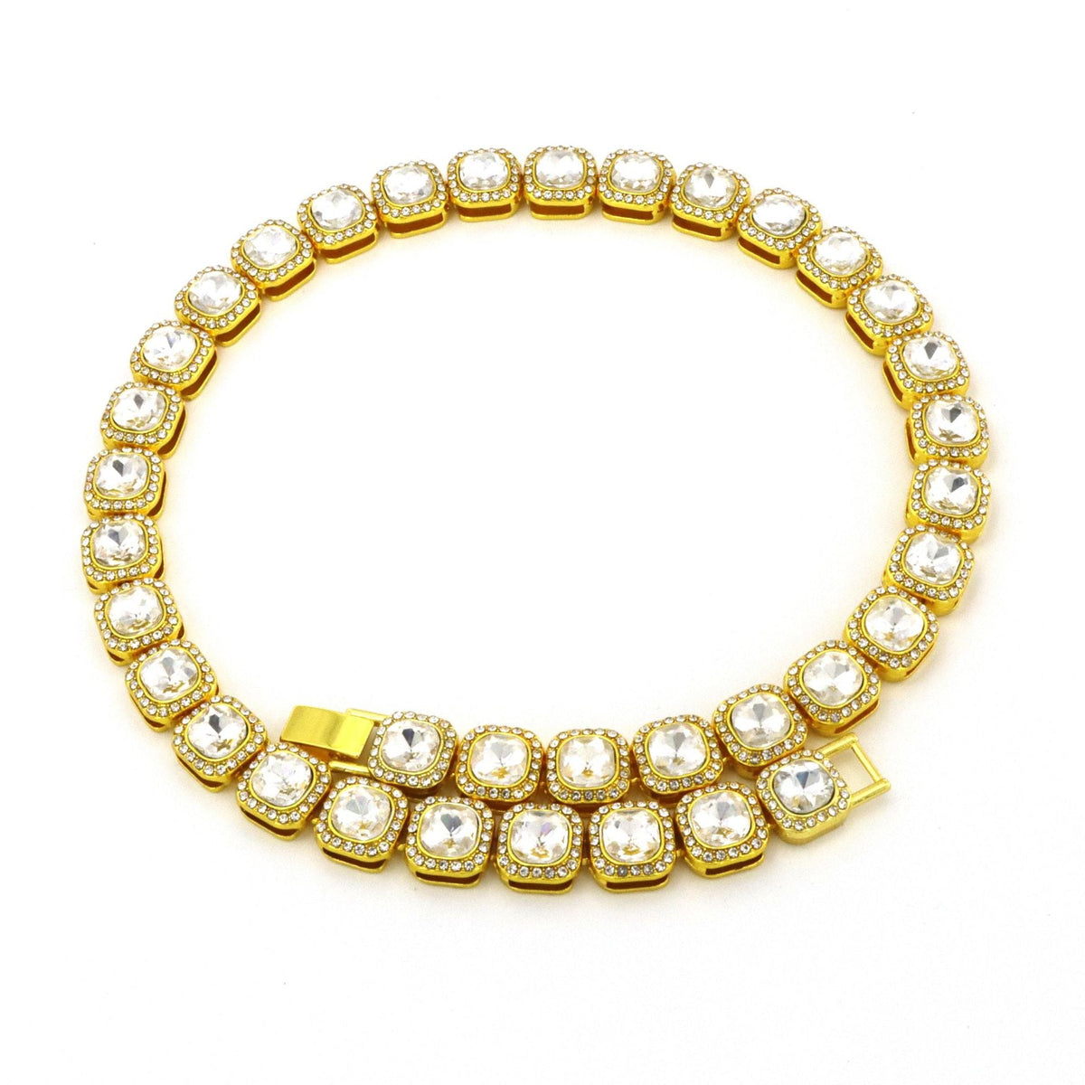 Victoria tennisketting met vierkante stenen | Goud