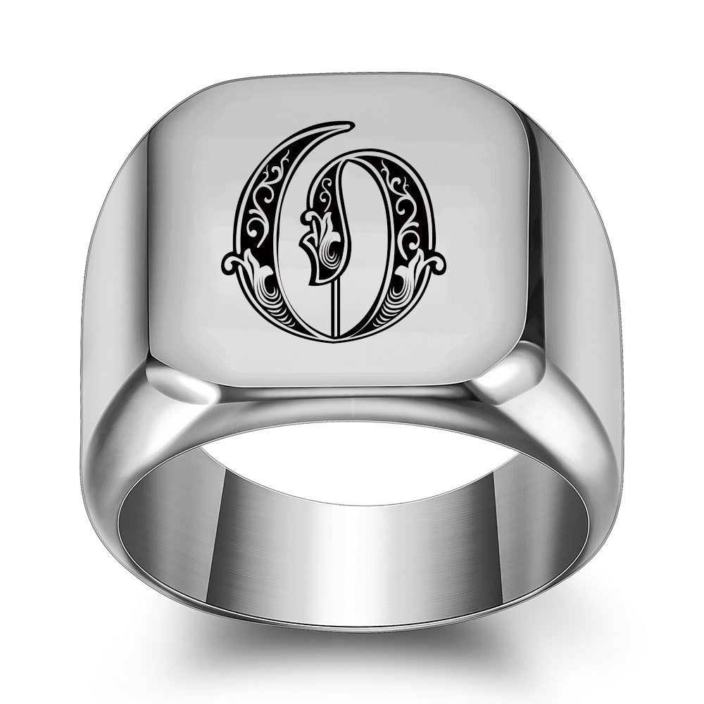 Klassieke Noble-ring met initiaal | Witgoud
