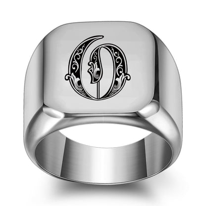 Klassieke Noble-ring met initiaal | Witgoud