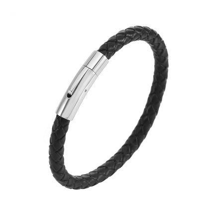 Valor gevlochten leren armband | Witgoud