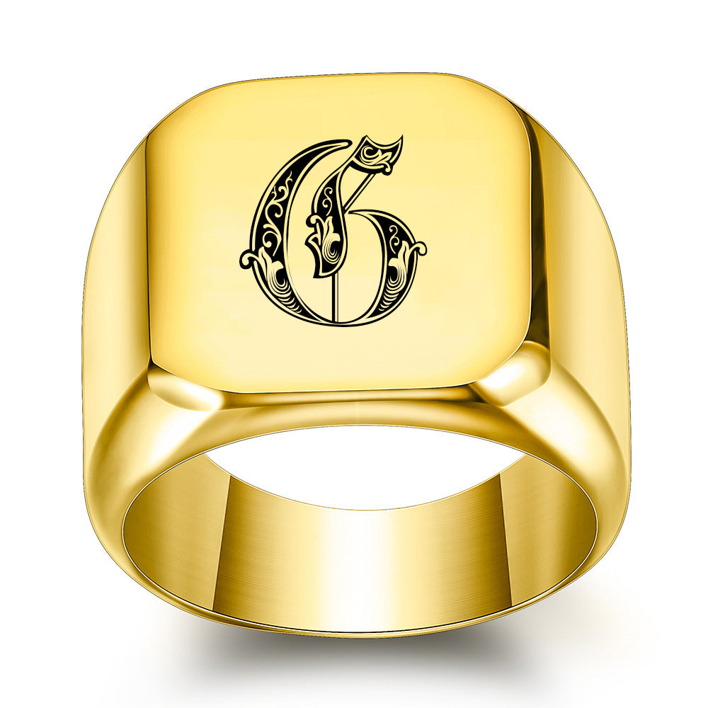 Klassieke Noble-ring met initiaal | Goud