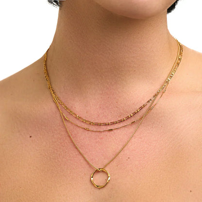 Drierijige ketting met open cirkel | Goud