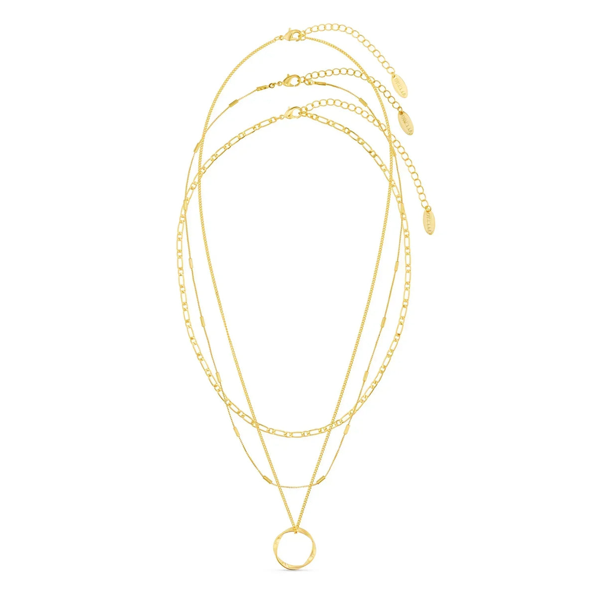 Drierijige ketting met open cirkel | Goud