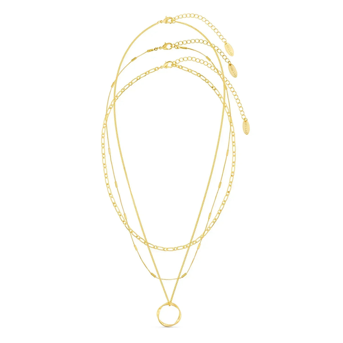 Drierijige ketting met open cirkel | Goud