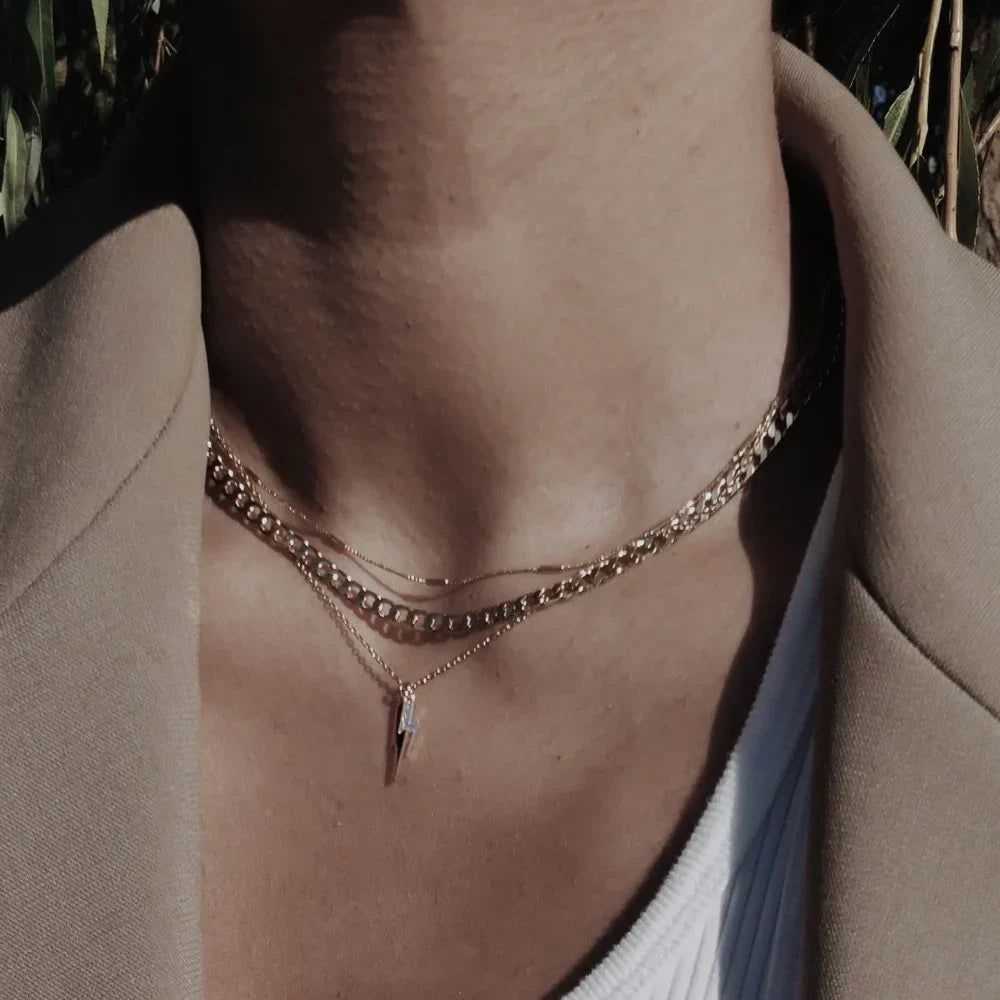 Ketting met platte gourmetschakels | Witgoud