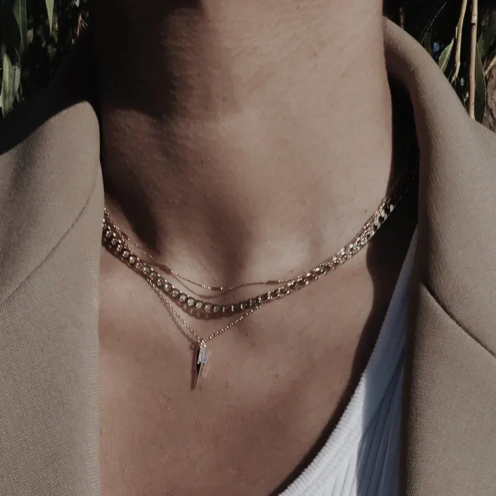 Ketting met platte gourmetschakels | Goud