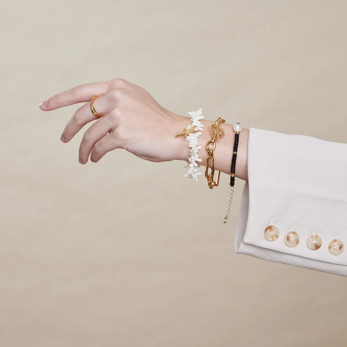 Schakelarmband met T-sluiting | Goud