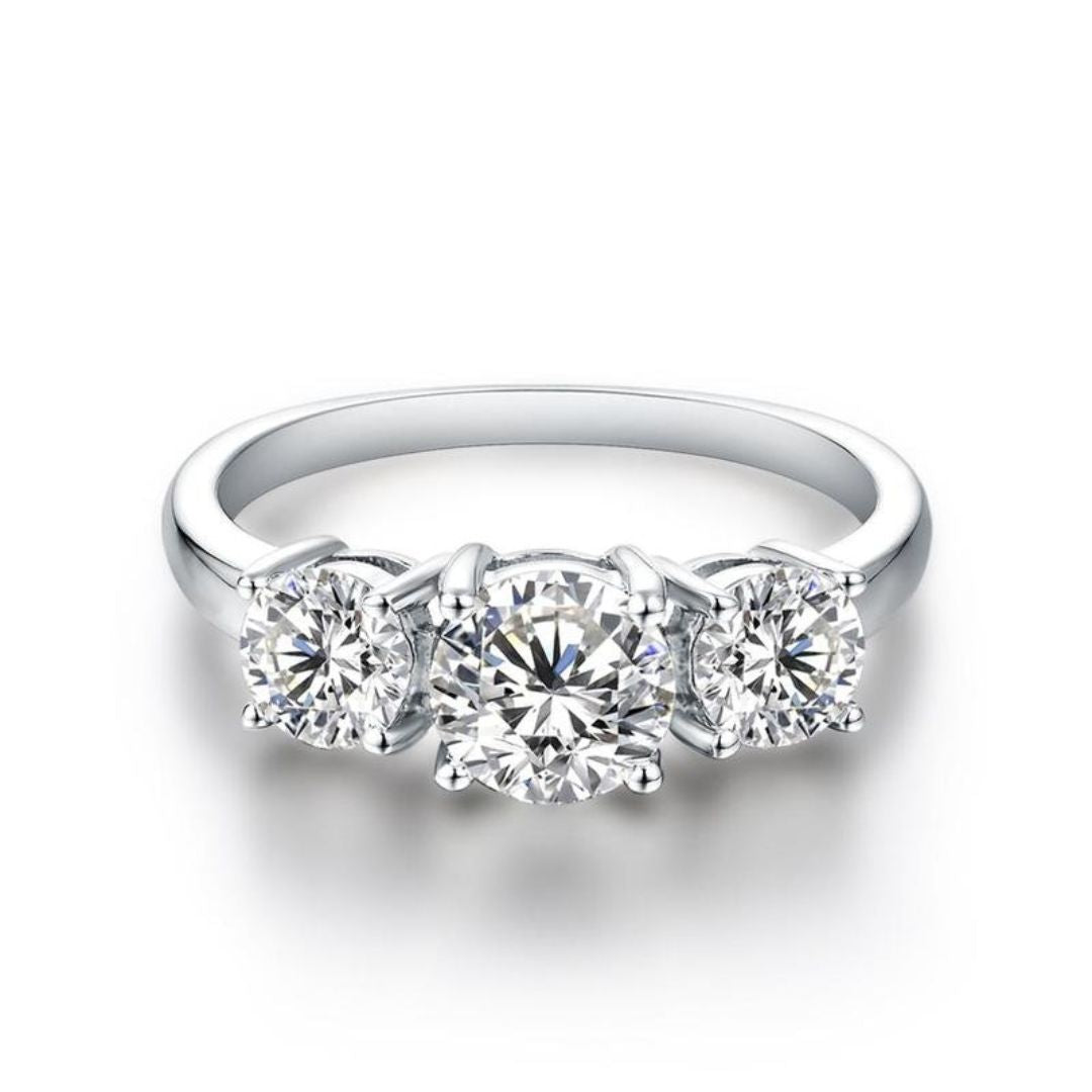 Clare ring met drie stenen | Witgoud