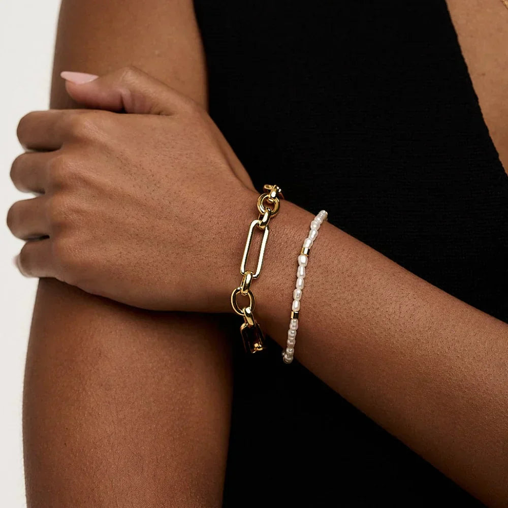 Schakelarmband met T-sluiting | Goud