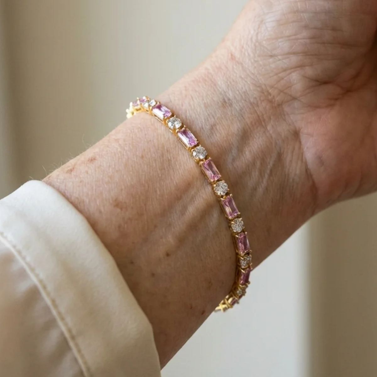 Pioenenpracht-tennisarmband | Goud