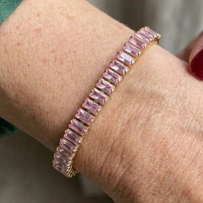 Vertéa tennisarmband met roze saffier | Goud