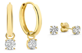 Larmes de Lune oorbellenset met stenen | Witgoud