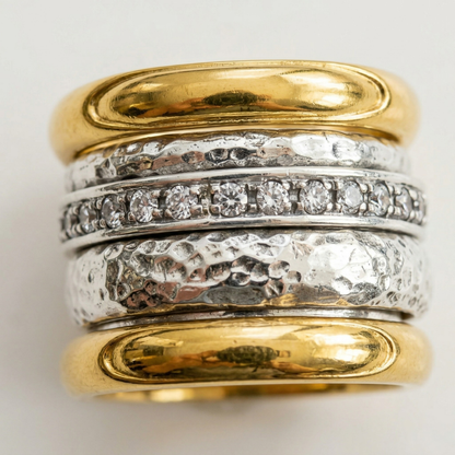 Tijdloze gelaagde brede gele ring | Goud