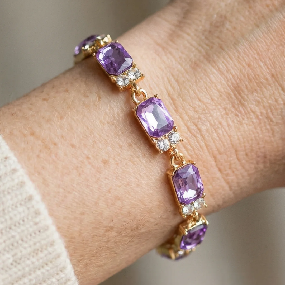 Valleria bedelarmband met amethist | Goud