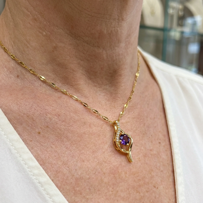 Vespera spiraalketting met amethist | Goud