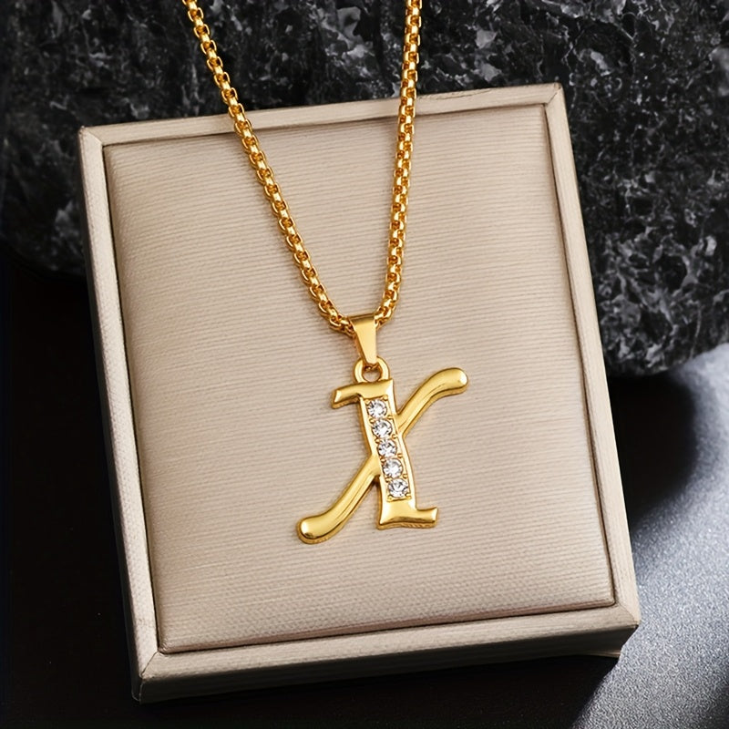 Ketting met initiaal en kristalaccent | Goud