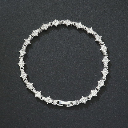 Klassieke clustertennisarmband | Witgoud
