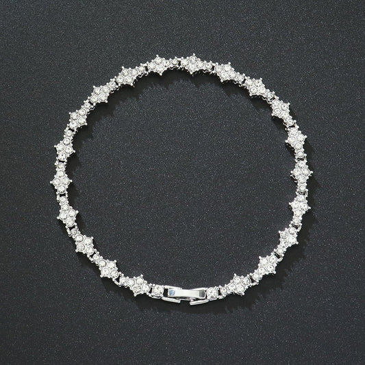 Klassieke clustertennisarmband | Witgoud