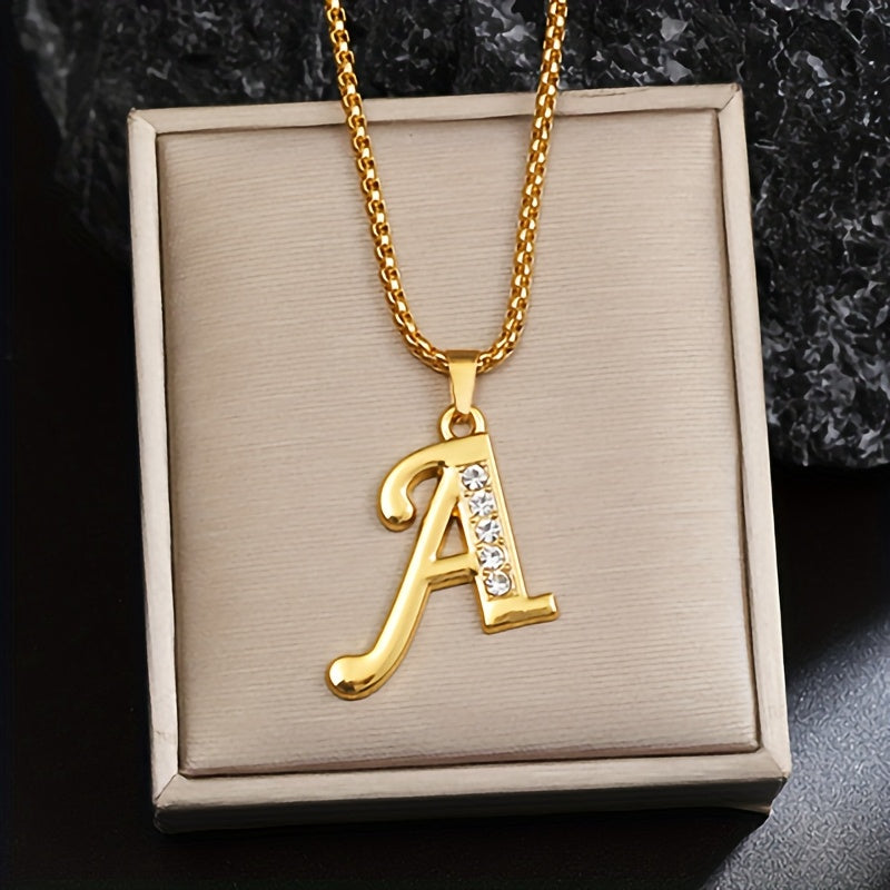Ketting met initiaal en kristalaccent | Goud