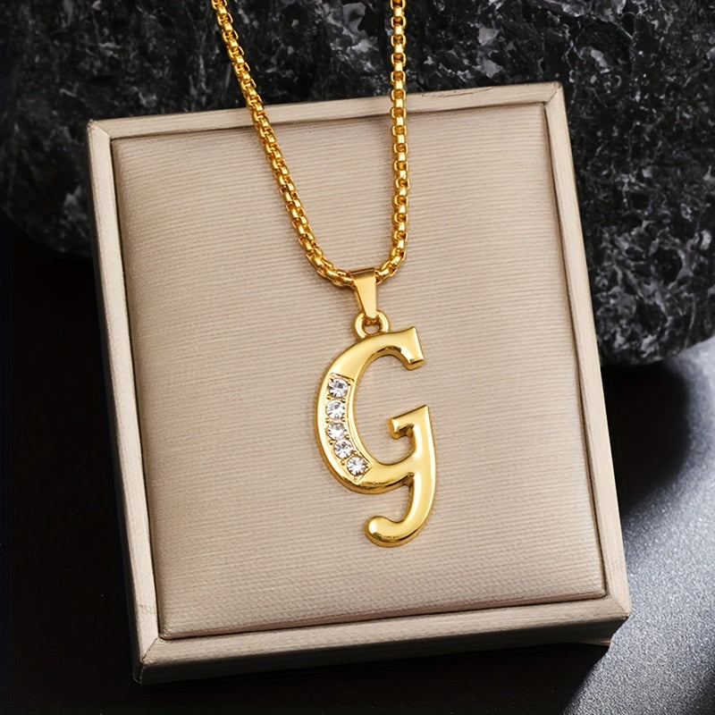 Ketting met initiaal en kristalaccent | Goud