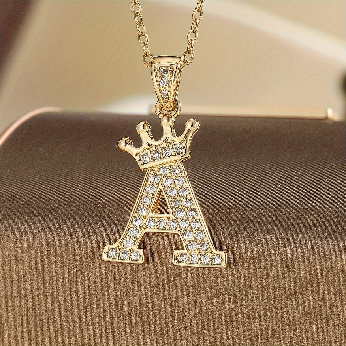 Ketting met initiaal en kroon | Goud
