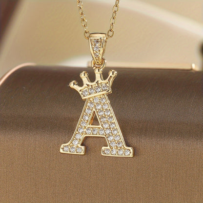 Ketting met initiaal en kroon | Goud