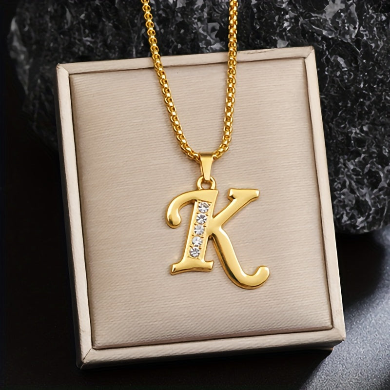 Ketting met initiaal en kristalaccent | Goud