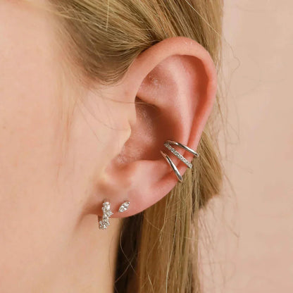 Kleine oorringen met kristalclusters | Witgoud