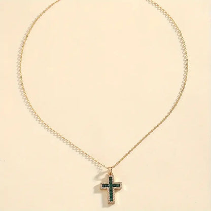 Solene ketting met kruishanger en smaragd | Goud