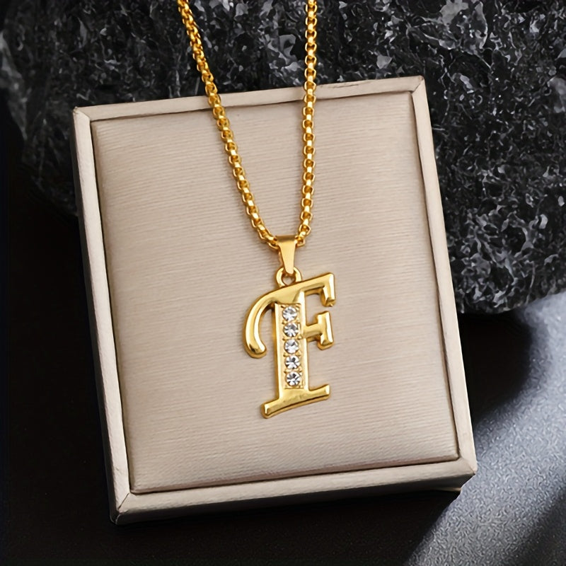 Ketting met initiaal en kristalaccent | Goud