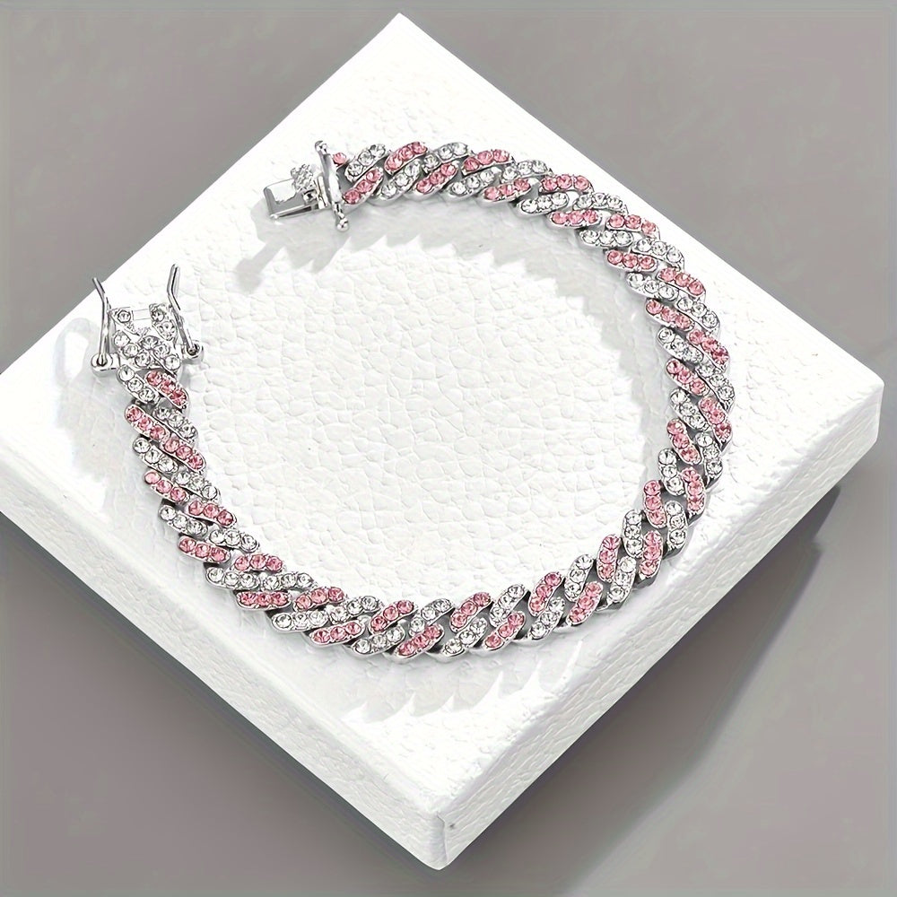 Arctic Blush-armband met Cubaanse schakels | Witgoud