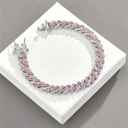 Arctic Blush-armband met Cubaanse schakels | Witgoud