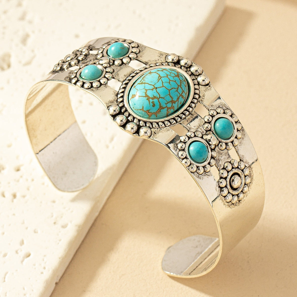 Seren open armband met turkoois | Witgoud