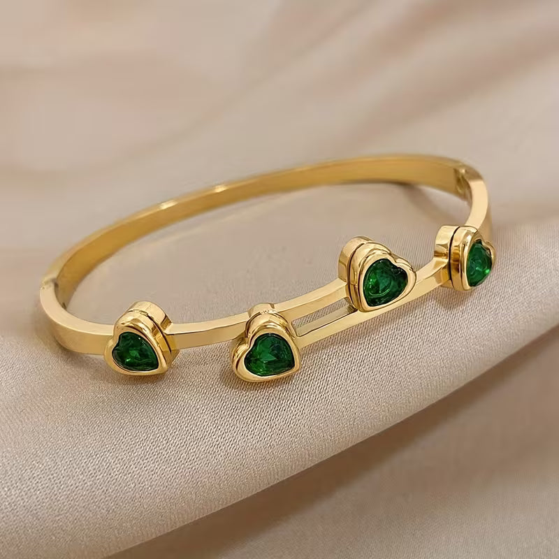 Verde hartjesarmband | Goud