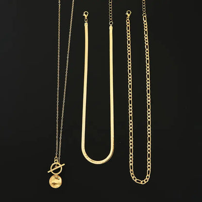 Savira gelaagde ketting met getextureerde munt | Goud