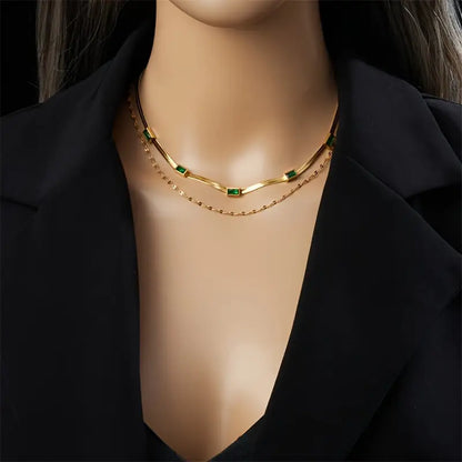 Sorella dubbele retroketting met edelsteen | Goud