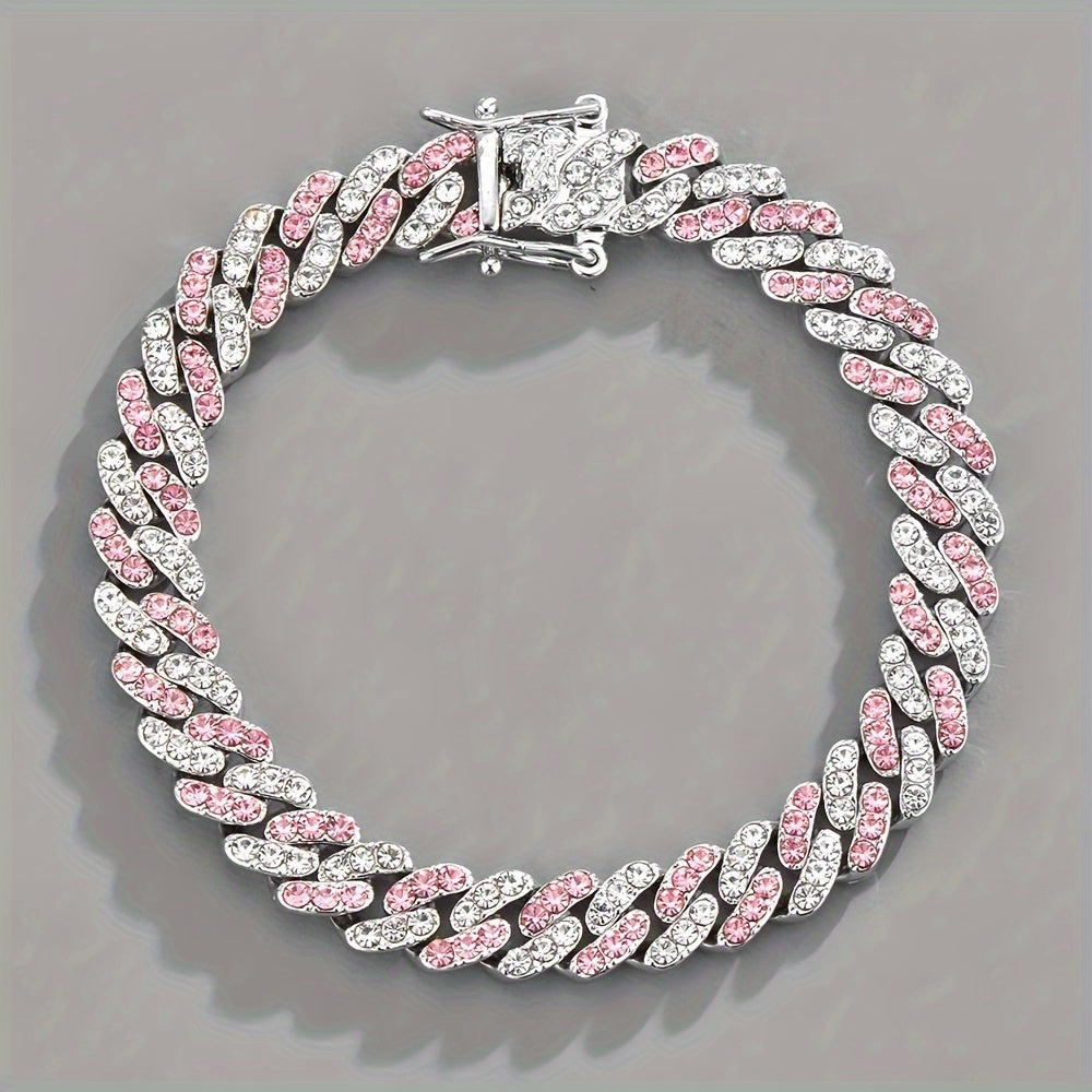 Arctic Blush-armband met Cubaanse schakels | Witgoud