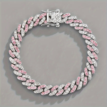 Arctic Blush-armband met Cubaanse schakels | Witgoud
