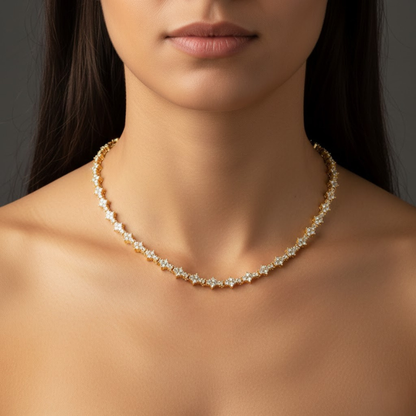 Klassieke clustertennisketting | Goud